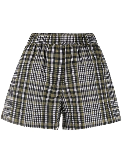 Ganni Check Print Shorts In Multi