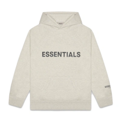 Pre-owned Fear Of God Essentials 3d Silicon Applique Pullover Hoodie Oatmeal Heather In Oatmeal/oatmeal Heather/light Heather Oatmeal