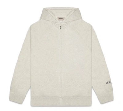 Pre-owned Fear Of God 3d Silicon Applique Full Zip Up Hoodie Oatmeal Heather In Oatmeal/oatmeal Heather/light Heather Oatmeal