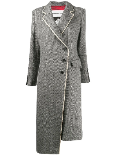 Andersson Bell Berlin Raw-edge Herringbone Coat In Grey