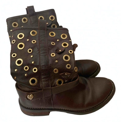 Pre-owned Twinset Cloth Boots In Brown