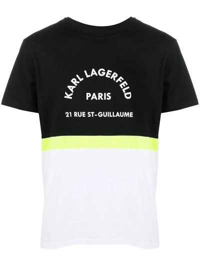 Karl Lagerfeld Rue St-guillaume Colour-block T-shirt In Black