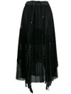 Sacai Pleated Lace Panel Skirt In Black