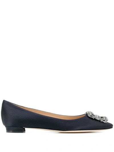 Manolo Blahnik Embellished Buckle Ballerinas In Blue