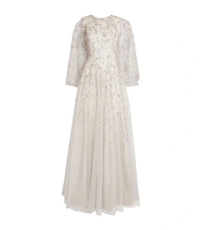 Jenny Packham Sequin-embroidered Capelet Gown