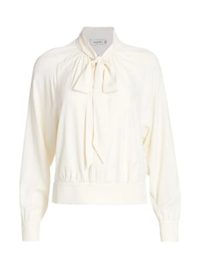 Coach Textured Dot Tie Neck Blouse In Beige