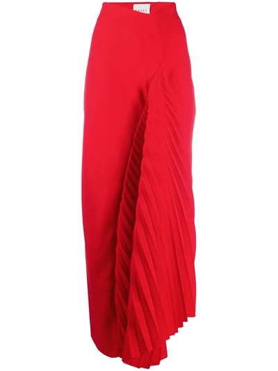 A.w.a.k.e. Asymmetric Pleated Cady Maxi Skirt In Red