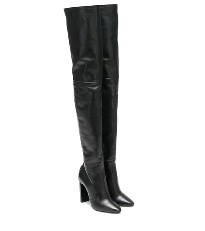 Saint Laurent 76 Leather Over-the-knee Boots In Black
