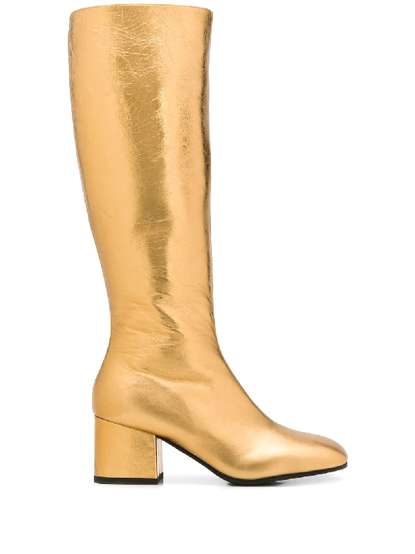 Marni Metallic Leather Knee-high Boots In Gold | ModeSens