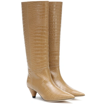 Joseph Croc-effect Knee-high Boots In Brown