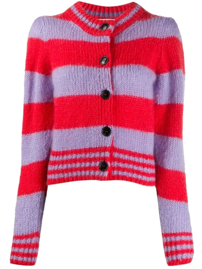 Alexa Chung Styrene Striped Mohair-blend Cardigan In Red