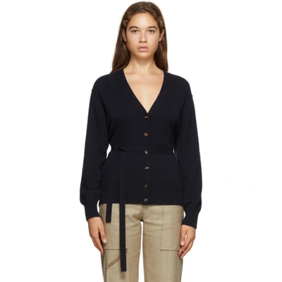 Chloé Drawstring-back Buttoned Cashmere Cardigan In Iconic Navy