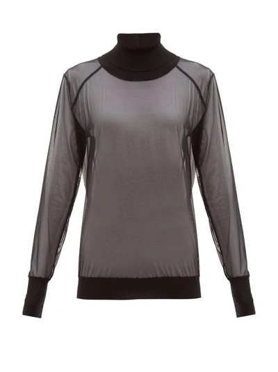 Wolford Tony Roll-neck Tulle Sweater In Black