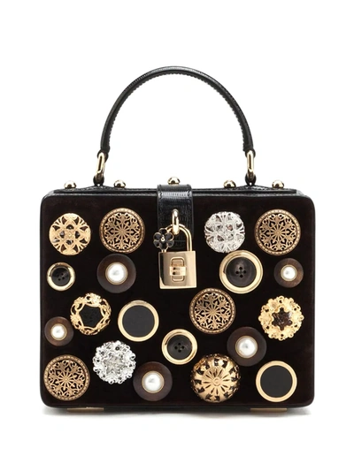 Dolce & Gabbana Dolce Box Bag In Velvet With Embroidery In Multicolor