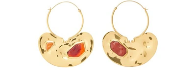 Patou Iconic Small Hoop Earrings With Stones In Gold