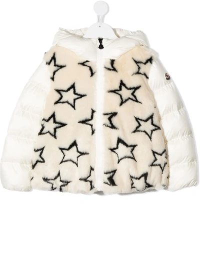 Moncler Kids' Lady Faux Fur & Nylon Down Jacket In White