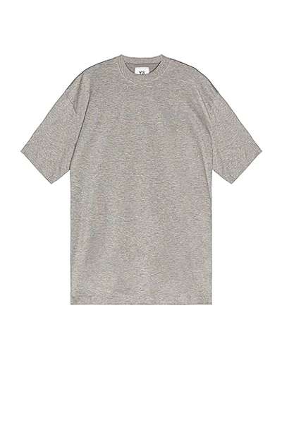 Y-3 Chest Logo Short Sleeve Tee In Medium Grey Heather