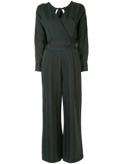 Ginger & Smart Striped Surplice Jumpsuit In Green