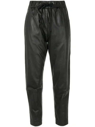 Ginger & Smart Tapered Leather Trousers In Black