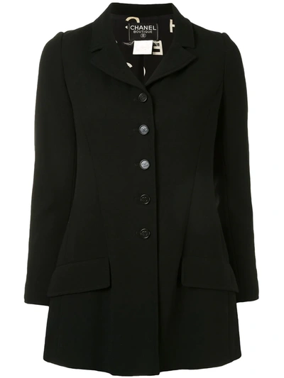 Pre-owned Chanel 1997 Single-breasted Coat In Black