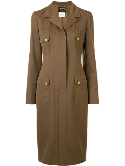 Pre-owned Chanel 1996 Coat-style Dress In Brown