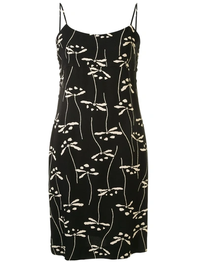 Pre-owned Chanel 1998 Floral Print Dress In Black