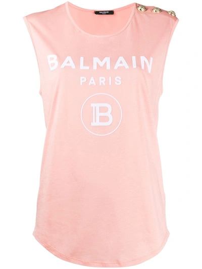 Balmain Button-embellished Sleeveless Top In Pink