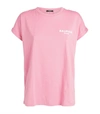 Balmain Flocked Logo T-shirt In Rose Blanc