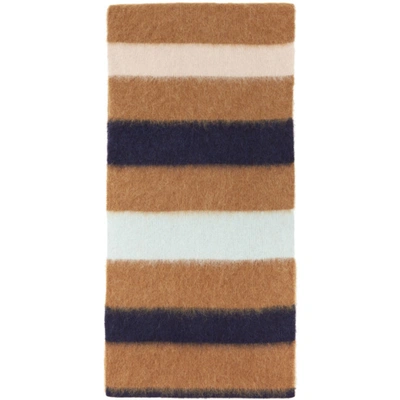 Lanvin Brown Striped Scarf In S8 Wood