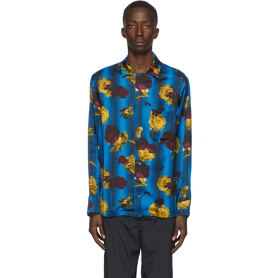 Opening Ceremony Blue Satin Floral Shirt In Cerulean Bl