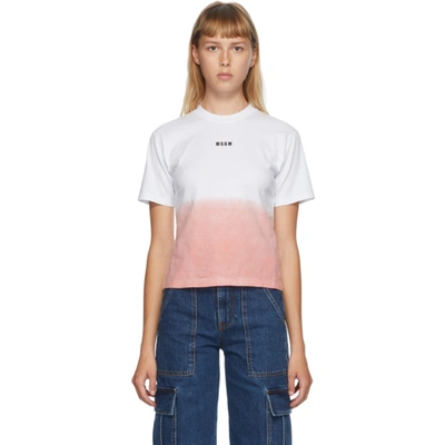 Msgm Faded White And Pink T-shirt
