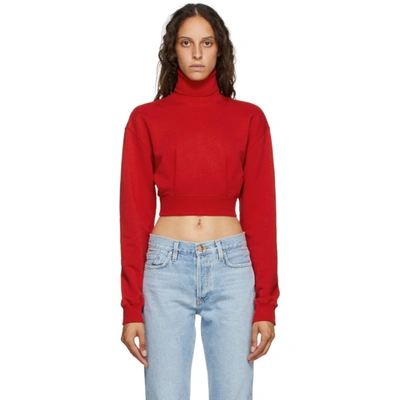 Opening Ceremony Cropped Turtleneck Sweatshirt In Dragon Red