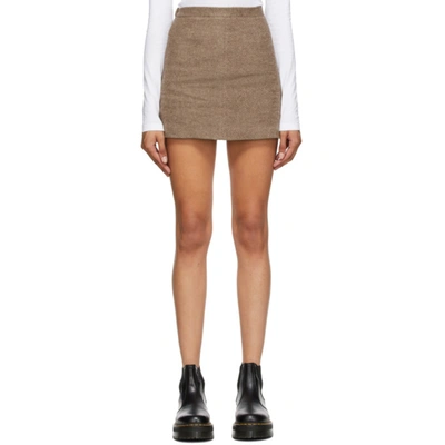 Opening Ceremony Brown Felted Miniskirt In Hazy Taupe