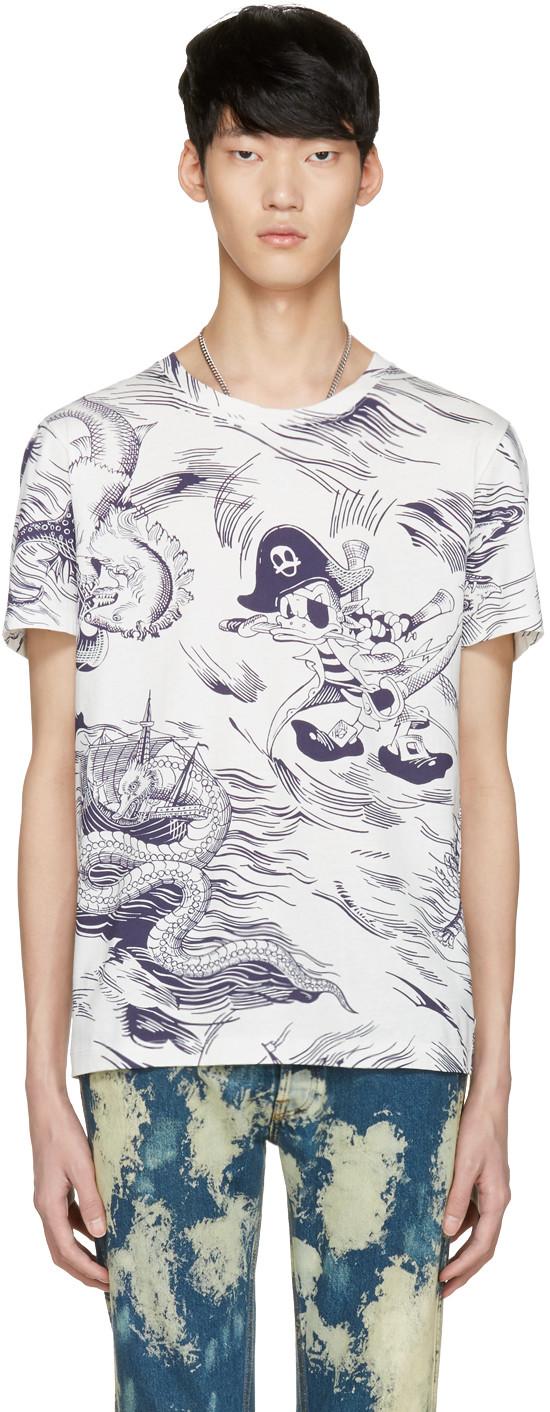 Gucci Sea Storm Print Cotton T-shirt In Cotton, Blue | ModeSens