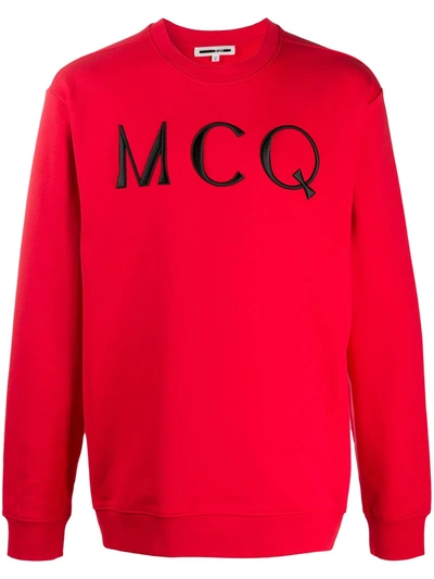 Mcq By Alexander Mcqueen Embroidered Logo Cotton Sweatshirt In Red