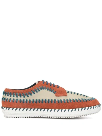 Kolor Contrast Stitching Lace-up Shoes In Orange