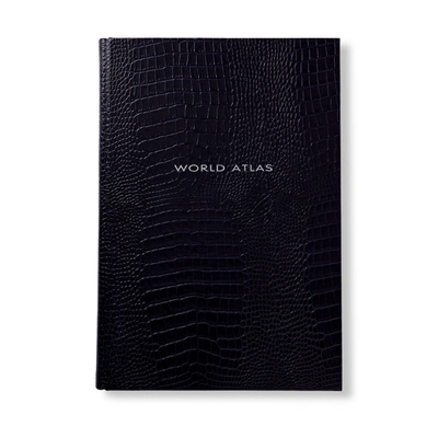 Smythson Large World Atlas In Mara In Navy