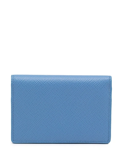 Smythson Panama Snap-closure Leather Card Case In Nile Blue