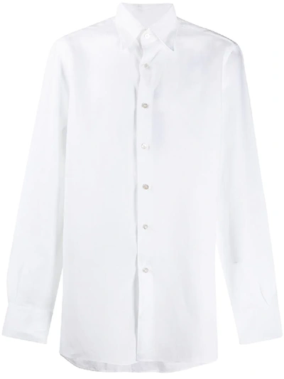 Canali Linen Regular Fit Sport Shirt In White