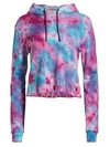 Aviator Nation Cropped Tie-dyed Hoodie In Tie-dye Turquoise
