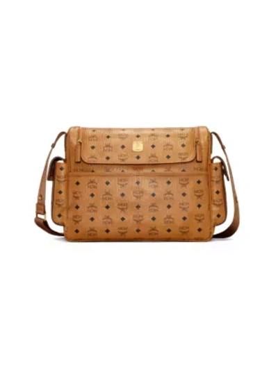 Mcm Klassik Visetos Large Diaper Bag In Cognac/gold