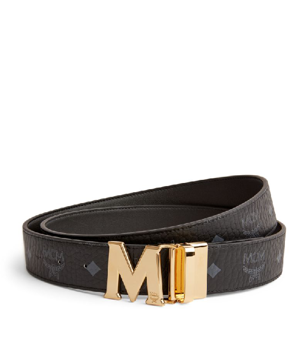 Mcm Unisex M Logo Reversible Belt In Black | ModeSens
