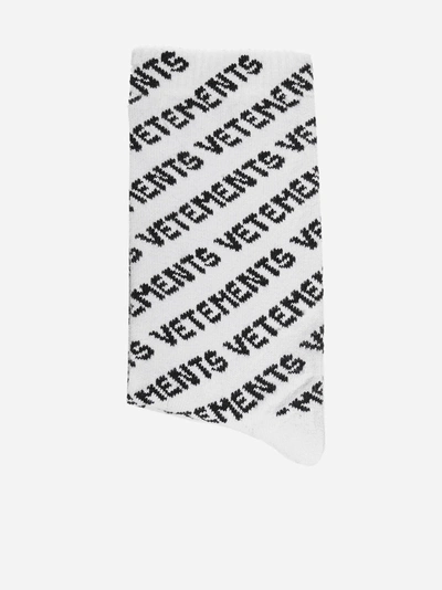 Vetements All-over-logo Stretch Cotton Socks