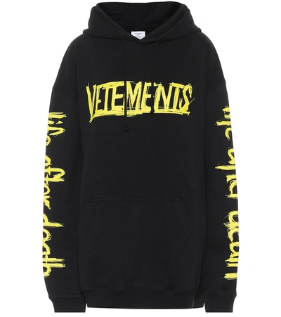 Vetements Felpa World Tour Oversize In Cotone Con Cappuccio In Black