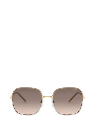 Prada Pr 67xs 58 Rectangle-frame Metal Sunglasses In Brown