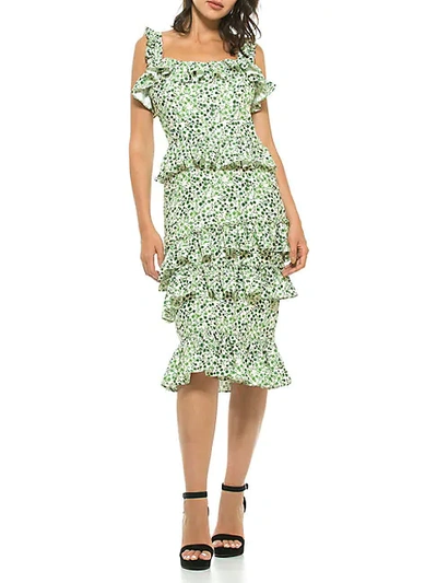 Alexia Admor Liv Floral Ruffle Dress In Green