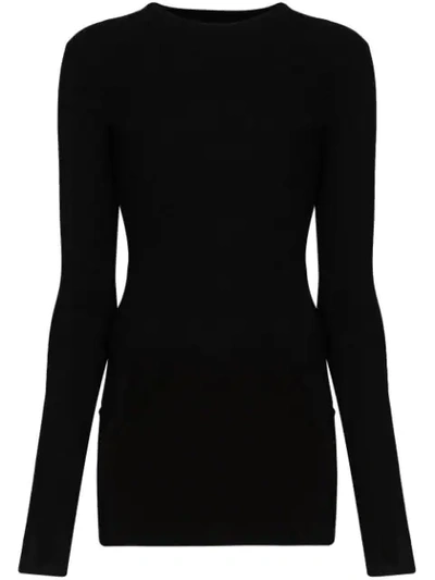 Rick Owens Ribbed Knit Sweater In Black
