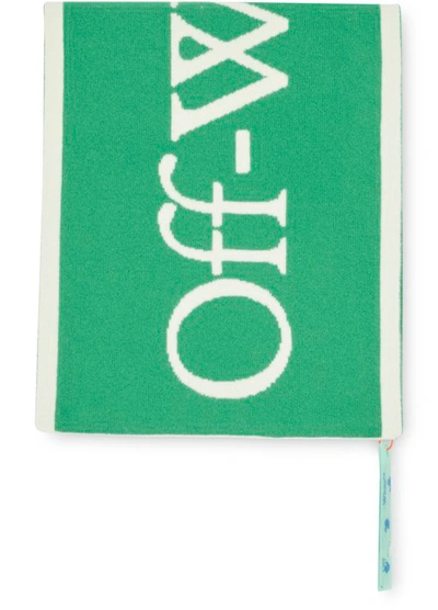 Off-white Logo Scarf In Green White