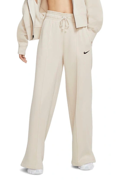 Nike Sportswear Knit Palazzo Pants In Oatmeal/ Black