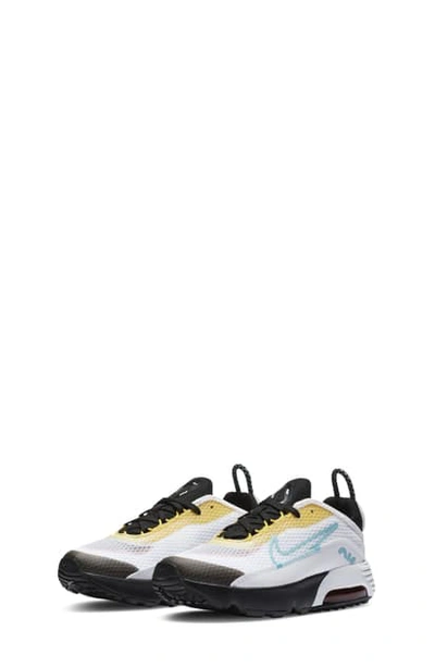 Nike Kids' Air Max 2090 Sneaker In White/ Aqua/ Black/ Yellow